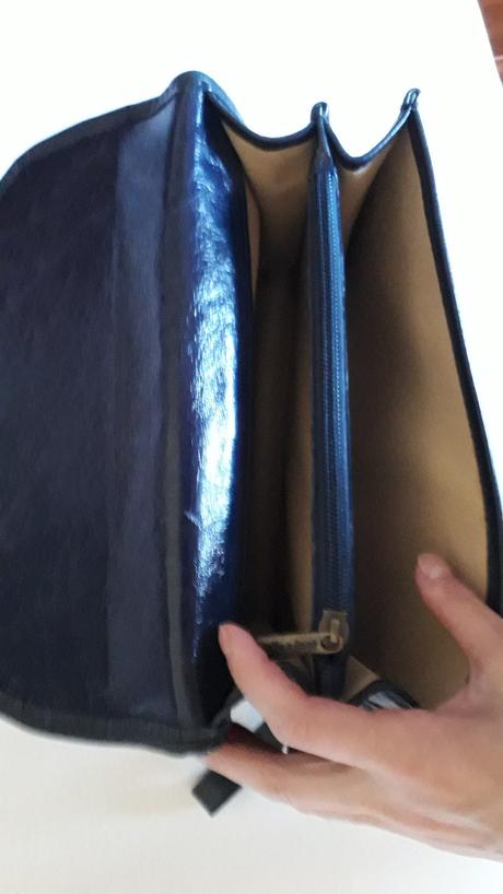 Petrolejová kožená clutch kabelka,