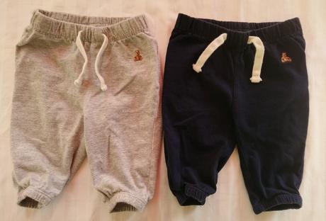 2 ks tepláky, sivé a modré, gap, 0-3 mes., 56-62, gap,62