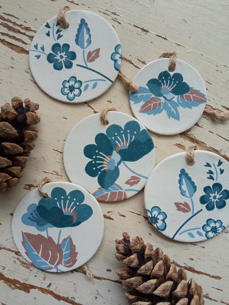 Vianočné ozdoby modré kvietky, 