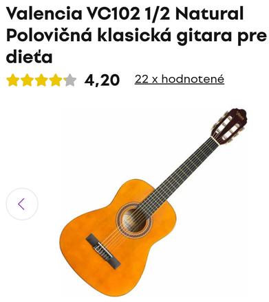 Valencia vc102 1/2 natural klasická gitara, 