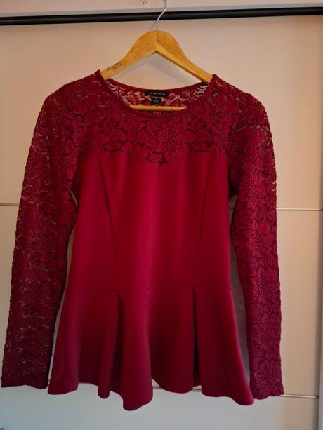 Elegantný top s dlhým rukávom s čipkou, amisu,m