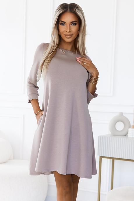 Dámske trapezové šaty s opaskom 579-1, l - xxxl