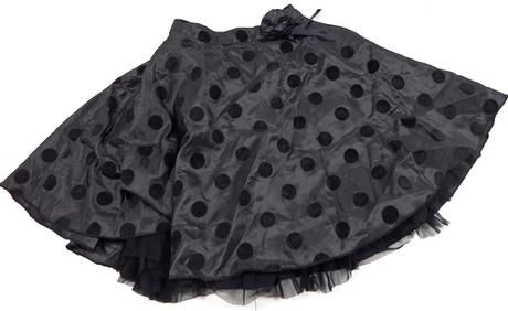 Čierna bodkovaná sukňa s 3d kvetom, cq,122