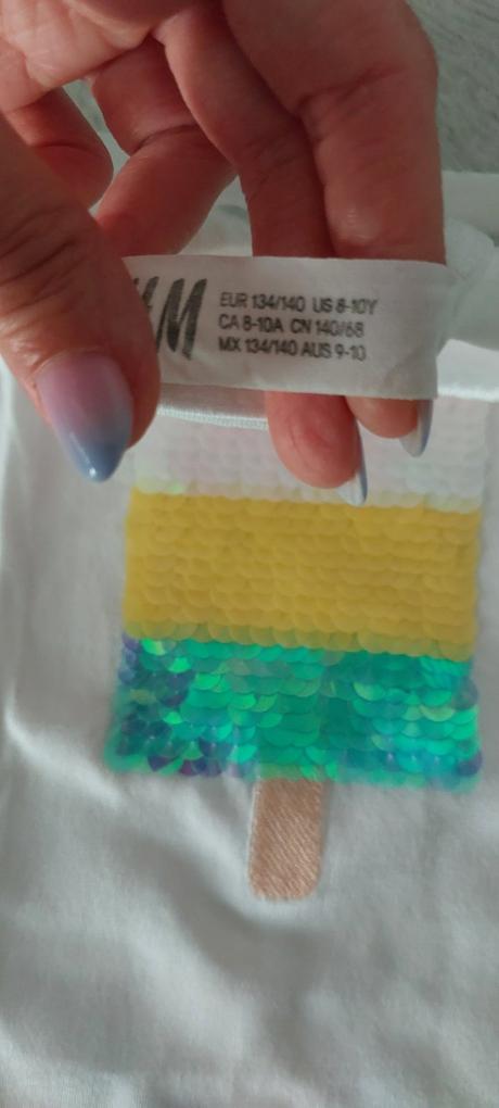 Krásne tričko na ramienka s flitrami, h&m,134