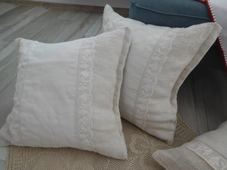 Set obrusov ručne vyšitých-vankúš ľanový, 