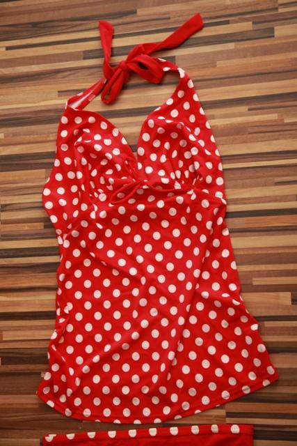Tehotenské bodkované plavky - tankini, l