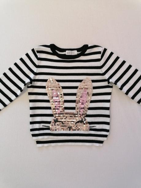 Pulover 98/104 s trblietavym zajkom, h&m,98