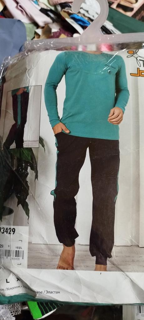 Pánske bavlnené pyžamo zelené a sivé, 4xl - xxxl