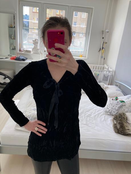 Zamatové predĺžené tricko, s