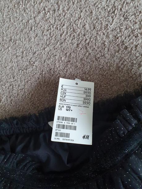 Čierna sukňa s trblietkami 170, h&m,170