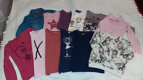 11x tričko s dlhým rukávom na 7-8 rokov pre dievča, 122–134