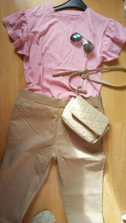 Krásne nohavice s perleťou na gumu s/m, m