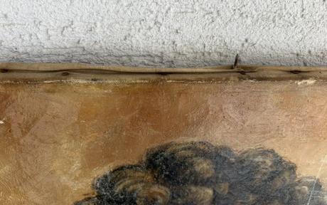 Starozitny malovany obraz baletka dama velky 70x49,