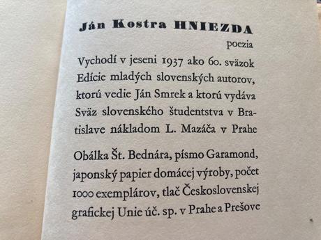 Hniezda s podpisom autora jána kostru (1937),