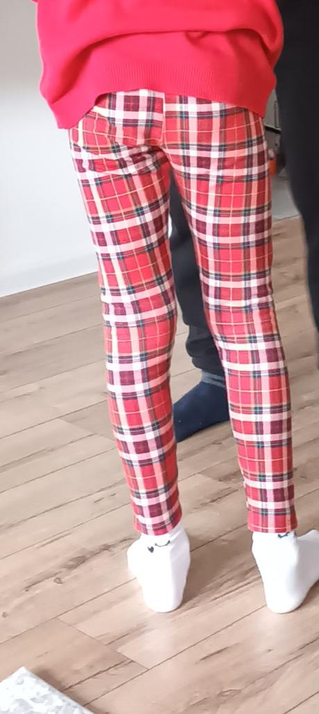 Vianočné legíny kárované s posúvatkom, h&m,140