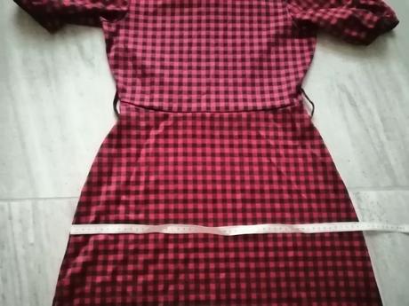 Červené kockované šaty, vl, l