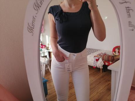 Modrý top s mašlou, h&m,s