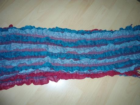 Tyrkysovo - bordovy šál, 