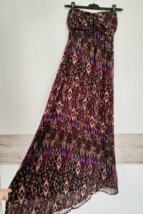 Maxi šaty bez ramienok flame, m