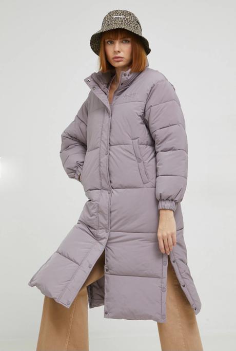 Fialová teplá bunda oversize, l