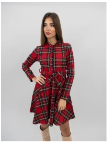 Kárované šaty s opaskom, s