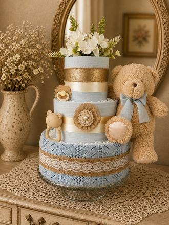 Elegantná plienková torta vo vintage štýle, 
