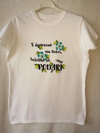 Bavlnené tričko s veselým nápisom, m