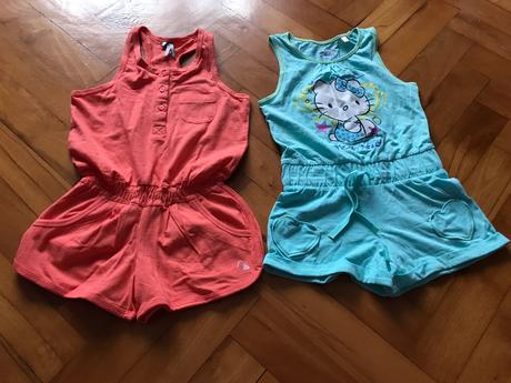 2 detské letné overaly, 128