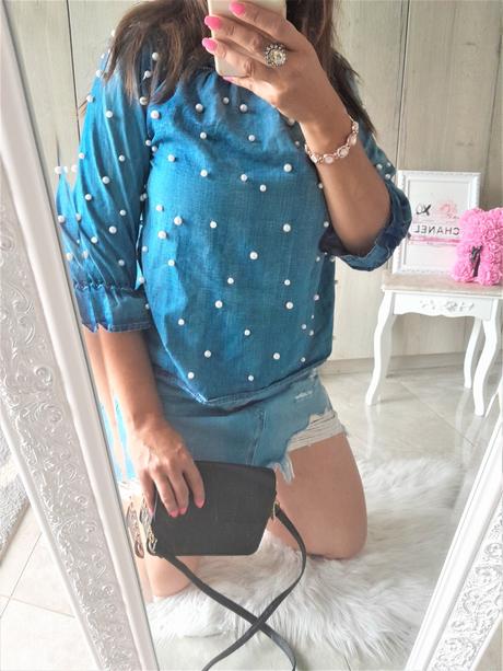 Blúzka s perličkami-m/l, m