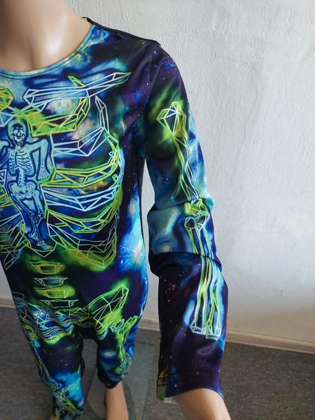 Kostra v tme svietiaci karnevalový kostým veľ.134-,