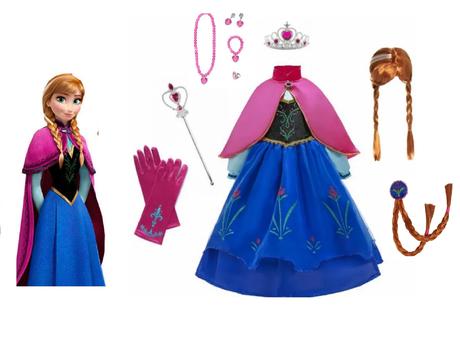 Kostým šaty anna ľadové kráľovstvo frozen doplnky,