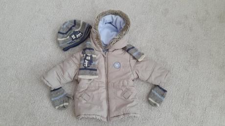 2zimna bunda s ciapkou, salom a rukavickami 74/80, 74