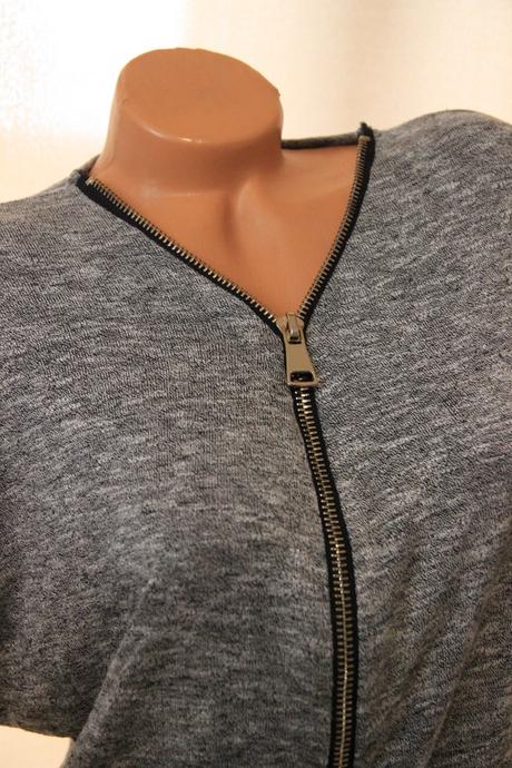 Šedý sveter so zipsom, l, l