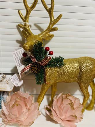 Vianočná dekorácia - zlatý jeleň, 