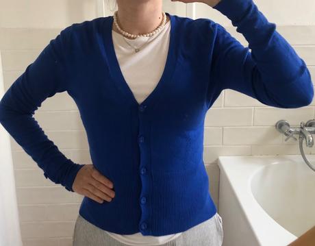 Kráľovsky modrý kardigán na gombíky, s/36, s