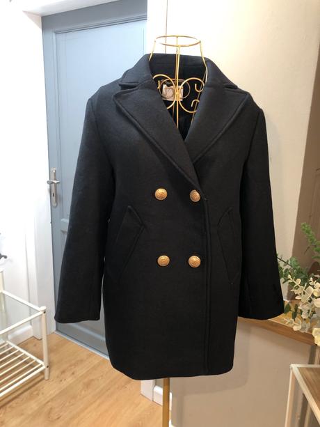 Zara kvalitný čierny kabát, zara,152