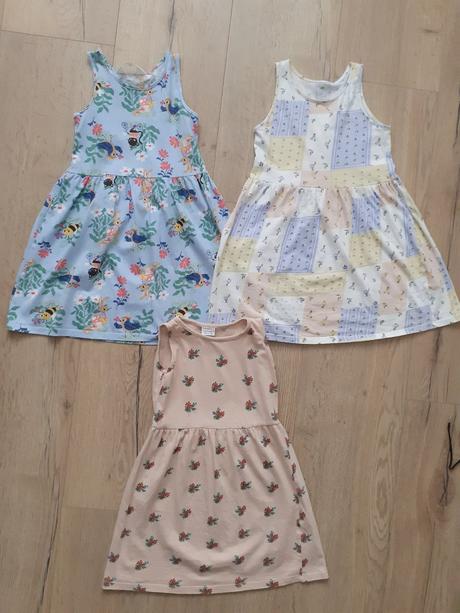 3x letné šatočky, h&m,128