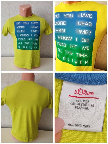 Zeleno-žlté tričko s potlačou a nápismi (140), s.oliver,140