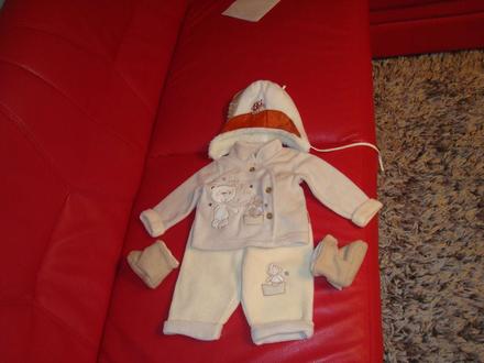 Teplá flísová súprava trend s medvedíkom- top stav, 62