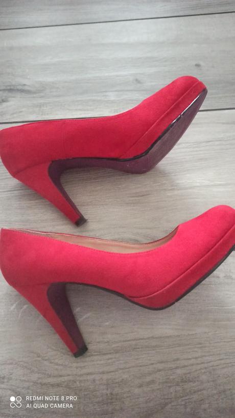 Červené semišové lodičky 37, graceland,37
