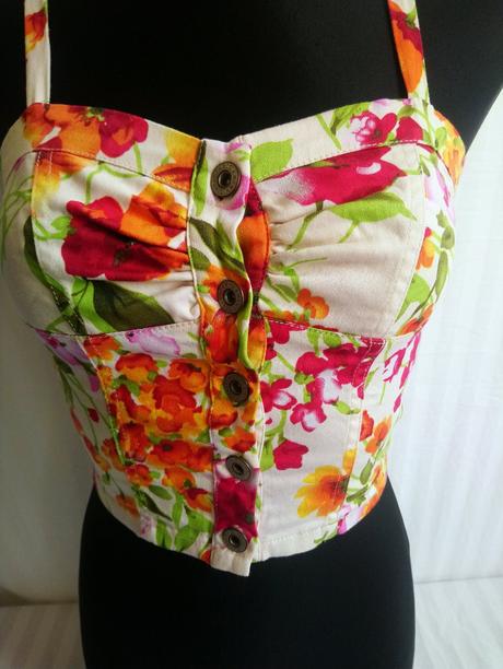 Farebný elastický crop top na ramienka, parisian, xs