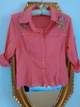 Vyšívaná lososová košeľa, s