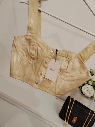 Rifľový korzetový top bershka push-up strih, bershka,36 / s