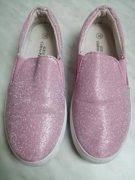 Platenky ruzove trblietave vel. 36, 36