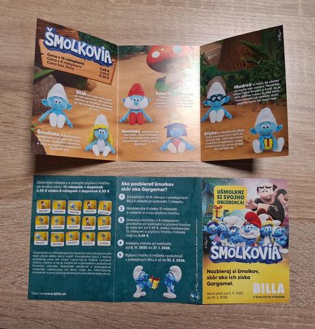 Kartičky billa plyšoví šmolkovia, 