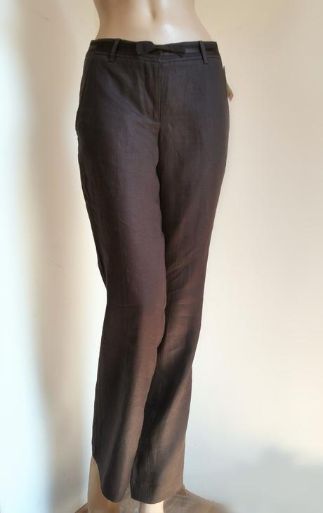 Ľanové nohavice s mašličkou na pásci, h&m,36