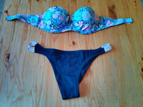 Victoria's secret cierne + kvetovane bikini, victoria's secret,l