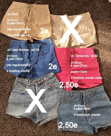 Balík letných kraťasov 4ks, xs
