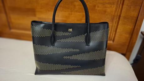 Čierna kožená kabelka cavalli class, roberto cavalli