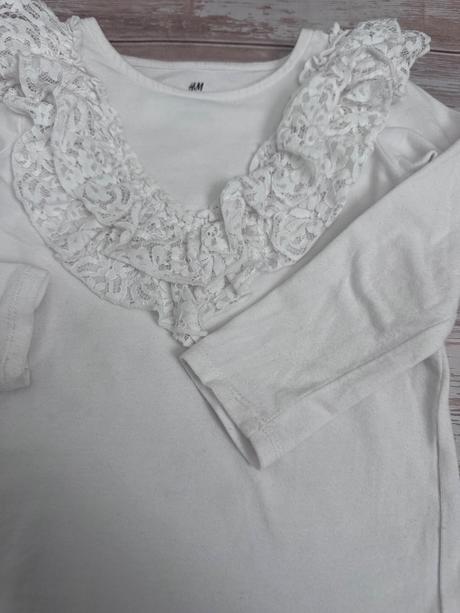 H&m biele tričko s čipkou, h&m,98